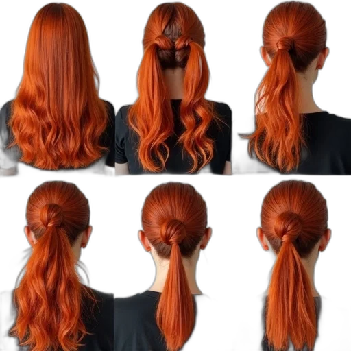 hair, photorealistic, red, series transparent PNG cut-out