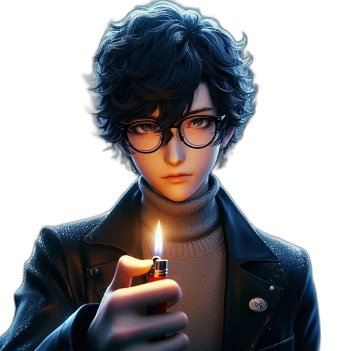 jacket, staff, face, weapon transparent PNG cut-out