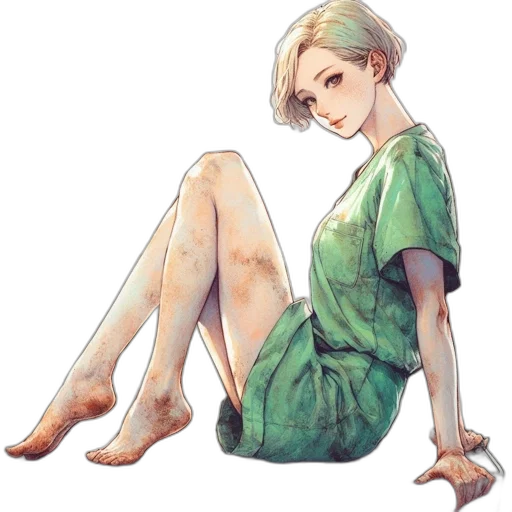 dress, staff, flower, creature transparent PNG cut-out