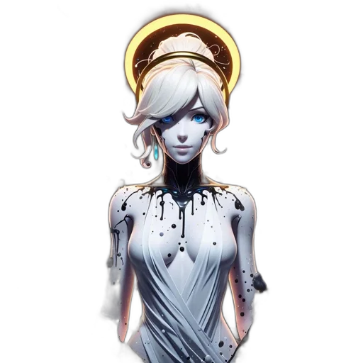robot, dress, staff, face transparent PNG cut-out
