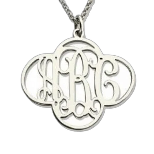 jewelry, silver, necklace, monogram transparent PNG cut-out