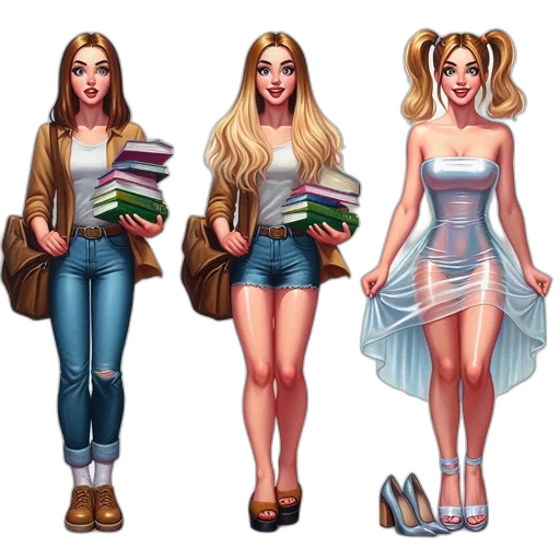 dress, comic book art, concept art, pixel art transparent PNG cut-out