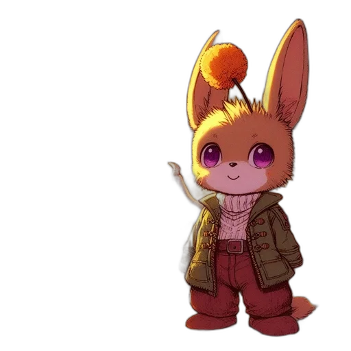 jacket, animal, staff, weapon transparent PNG cut-out