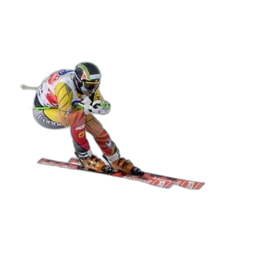 3d render, skier, yellow, red transparent PNG cut-out