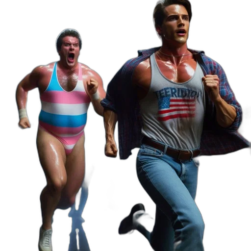 concept art, 3d render, two, men transparent PNG cut-out