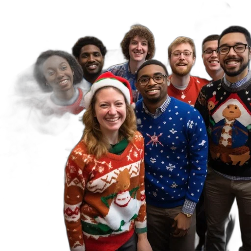 staff, people, colorful, christmas transparent PNG cut-out