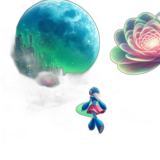 flower, 3d render, concept art, vaporwave transparent PNG cut-out