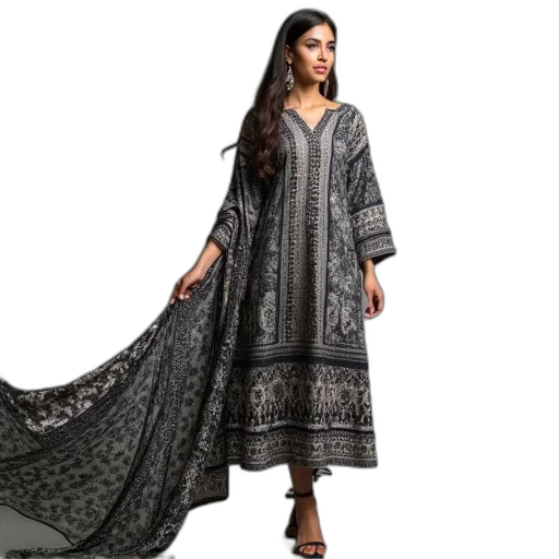 dress, grey, black, lawn transparent PNG cut-out