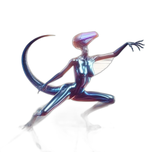 robot, creature, dragon, staff transparent PNG cut-out