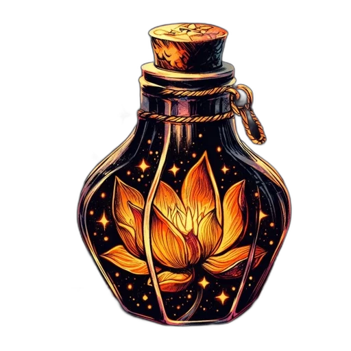 bottle, flower, crown, jewelry transparent PNG cut-out