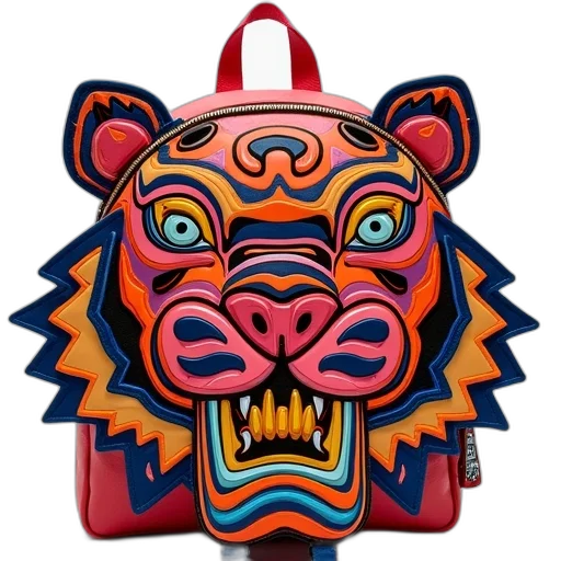 3d render, kenzo, tiger, multicolor transparent PNG cut-out