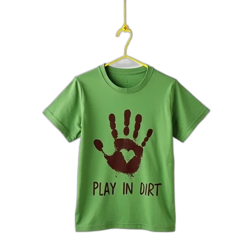 green, t-shirt, handprint, design transparent PNG cut-out