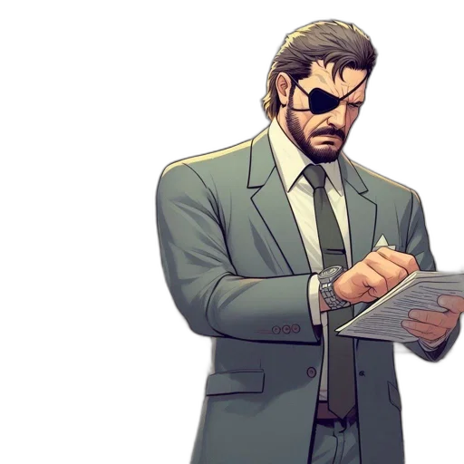 jacket, staff, weapon, comic book art transparent PNG cut-out