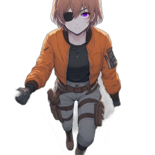 jacket, staff, creature, robot transparent PNG cut-out