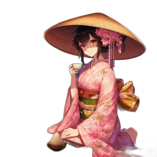umbrella, staff, dress, hat transparent PNG cut-out