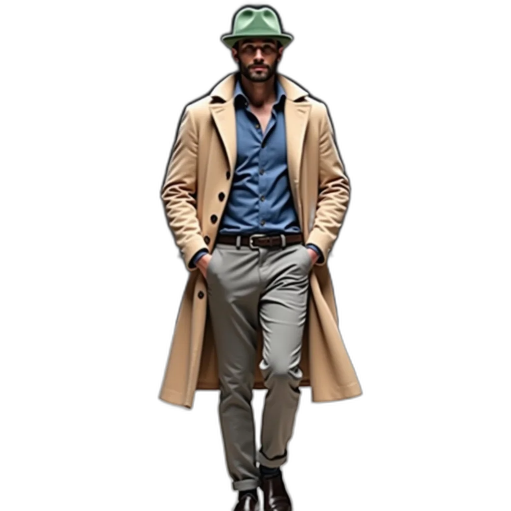 jacket, hat, staff, concept art transparent PNG cut-out