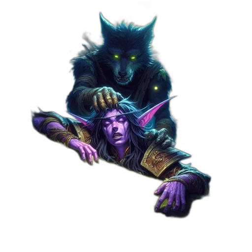 staff, weapon, creature, fantasy art transparent PNG cut-out