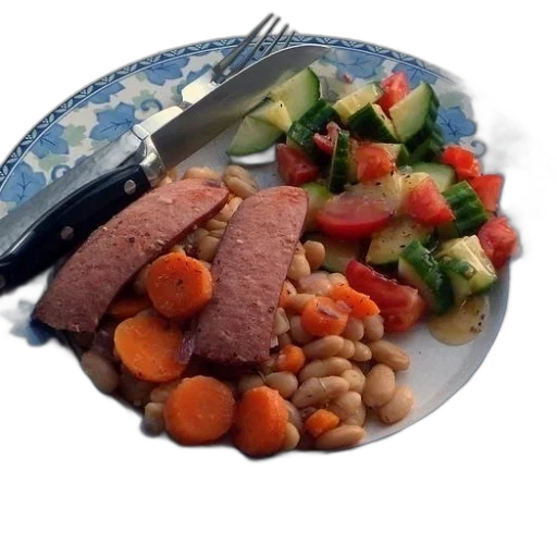 food, plate, beans, carrots transparent PNG cut-out