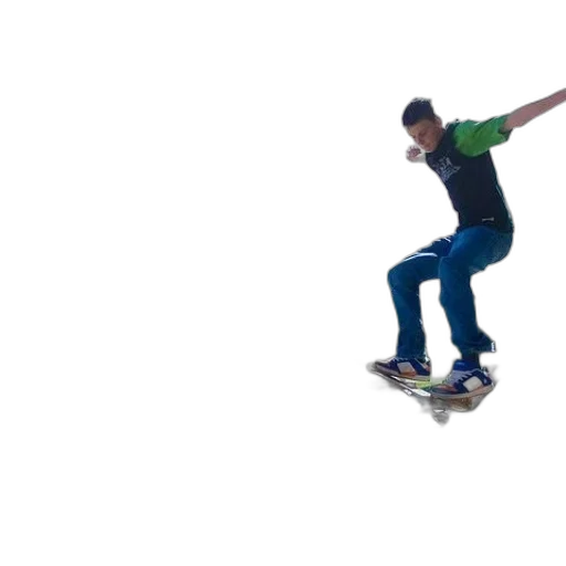 3d render, outer space, skateboarder, green transparent PNG cut-out