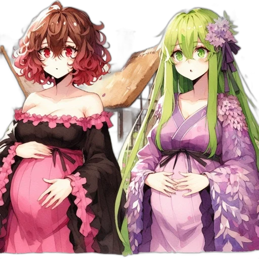 dress, hair, crown, staff transparent PNG cut-out