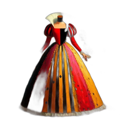 dress, crown, staff, 3d render transparent PNG cut-out