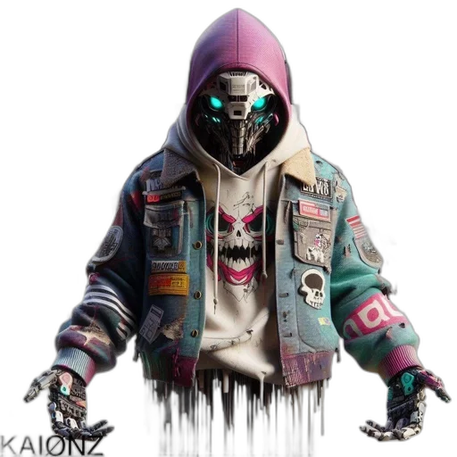 jacket, mask, robot, weapon transparent PNG cut-out
