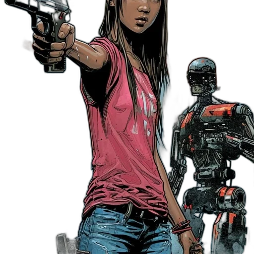 robot, comic book art, concept art, cyberpunk transparent PNG cut-out