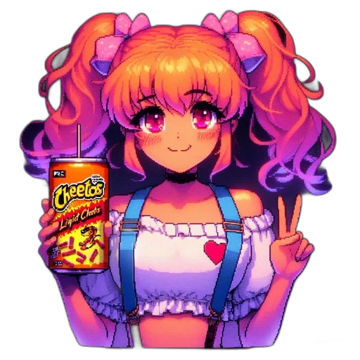 food, vaporwave, anime, pixel art transparent PNG cut-out
