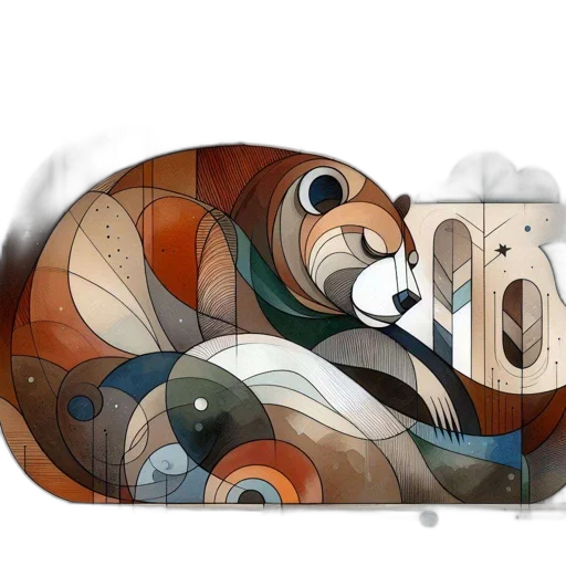 abstract, cubist, illustration, curled-up transparent PNG cut-out