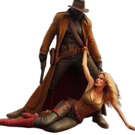 jacket, hat, staff, concept art transparent PNG cut-out