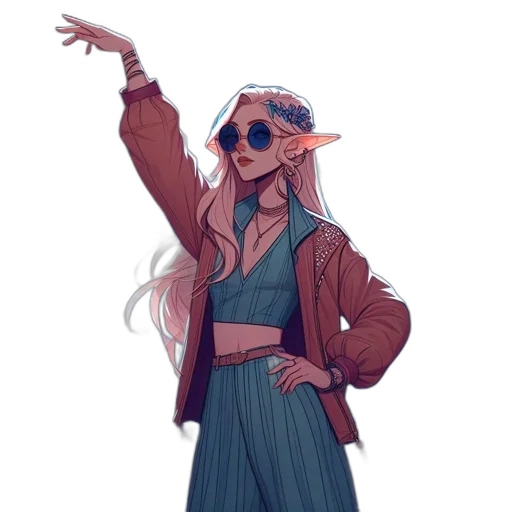jacket, staff, concept art, vaporwave transparent PNG cut-out