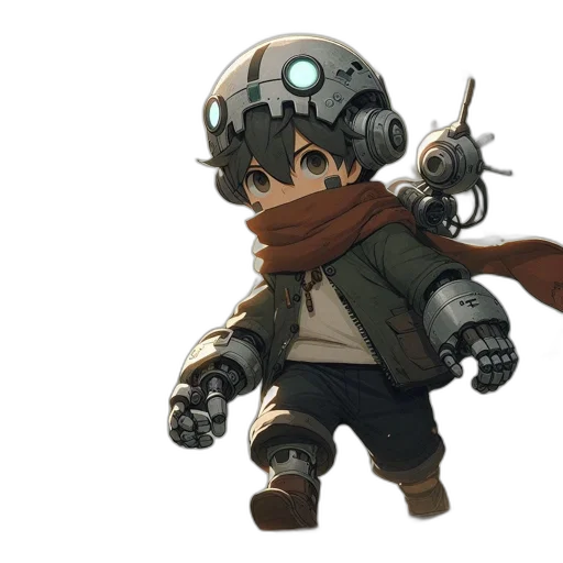 weapon, robot, jacket, concept art transparent PNG cut-out