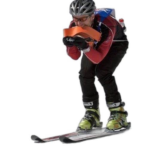 robot, skier, red, jacket transparent PNG cut-out