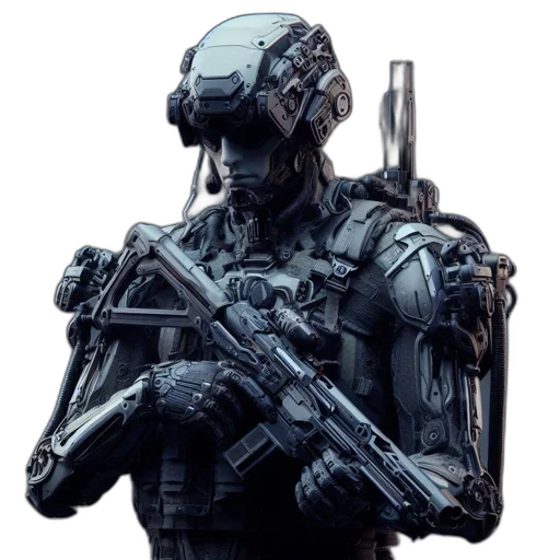robot, weapon, staff, face transparent PNG cut-out