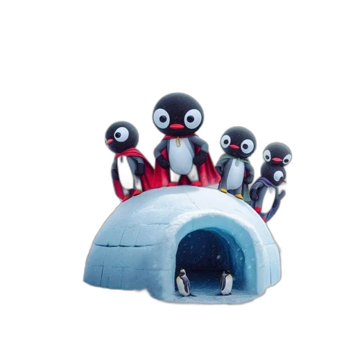 concept art, 3d render, crowd, penguins transparent PNG cut-out