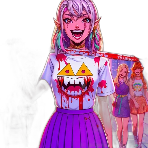 creature, dress, face, weapon transparent PNG cut-out