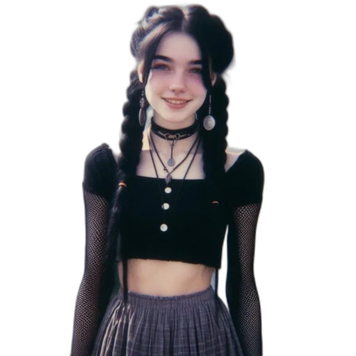 dress, hair, face, jacket transparent PNG cut-out