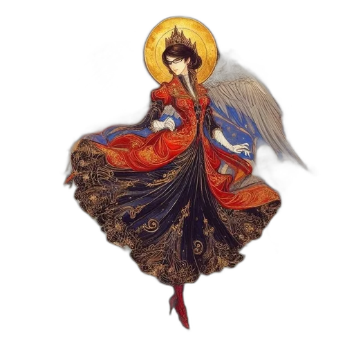 dress, jewelry, staff, fantasy art transparent PNG cut-out