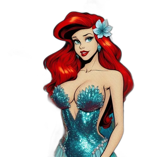 dress, cartoon, comic book art, fantasy art transparent PNG cut-out