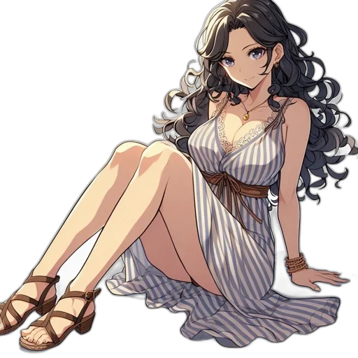 dress, jewelry, staff, anime transparent PNG cut-out