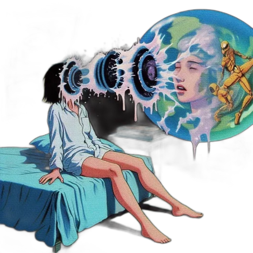 mask, umbrella, creature, vaporwave transparent PNG cut-out
