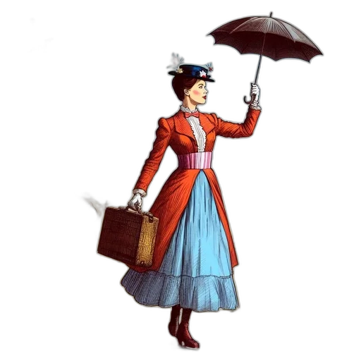 umbrella, staff, dress, hat transparent PNG cut-out