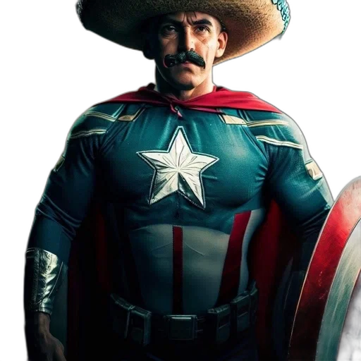 hat, staff, mask, comic book art transparent PNG cut-out