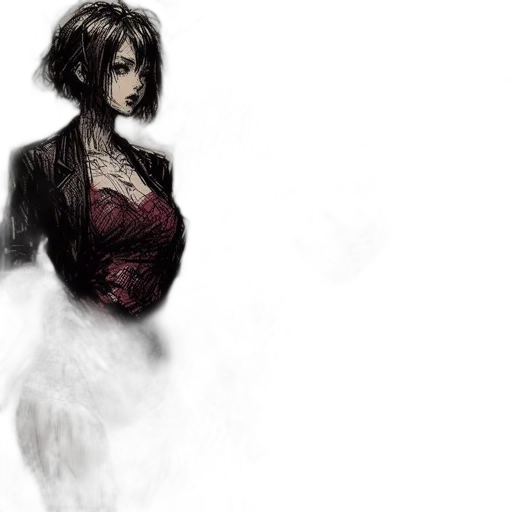 dress, face, concept art, comic book art transparent PNG cut-out