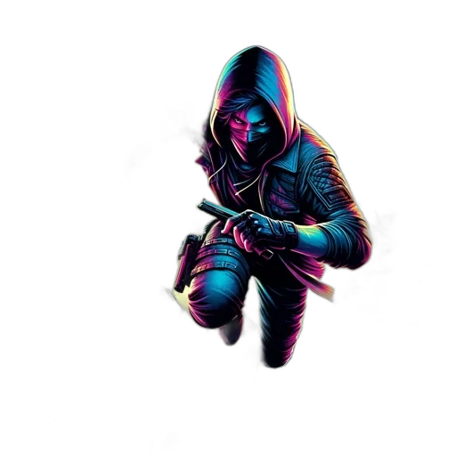 jacket, mask, weapon, sword transparent PNG cut-out