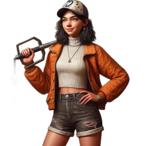 jacket, weapon, staff, hat transparent PNG cut-out