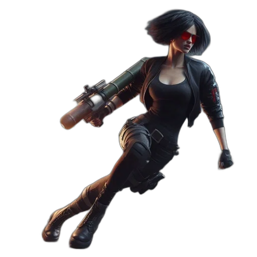weapon, jacket, staff, hat transparent PNG cut-out