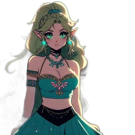 dress, crown, jewelry, staff transparent PNG cut-out