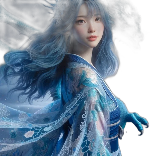 dress, dragon, fantasy art, photorealistic transparent PNG cut-out