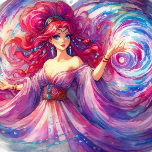 dress, hair, fantasy art, watercolor transparent PNG cut-out